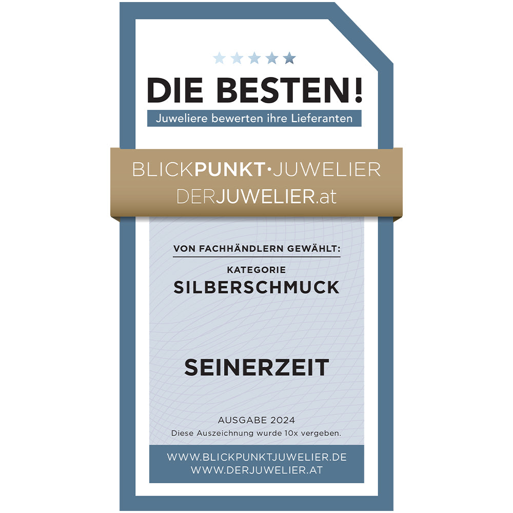Seinerzeit wins 2024 Blickpunkt Juwelier award for best silver jewelry, chosen by professional jewelers in Germany and Austria.