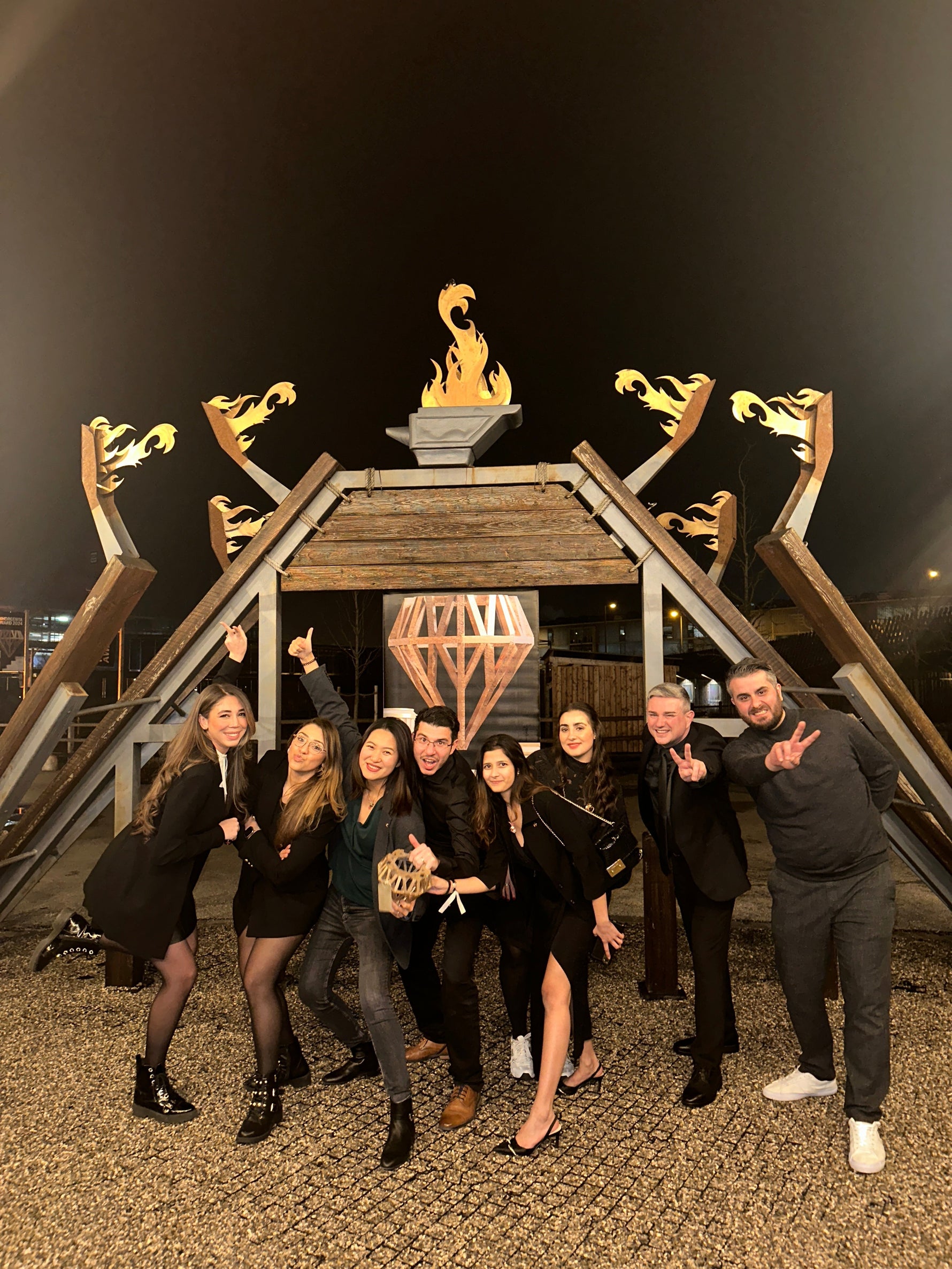 Seinerzeit team celebrating and posing after winning the Inhorgenta Fashion Jewelry of the Year 2024 award, holding trophy