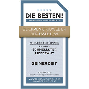 Seinerzeit vince il premio Blickpunkt Juwelier 2024 come fornitore più veloce (schnellster lieferant), scelto da gioiellieri professionisti in Germania e Austria.