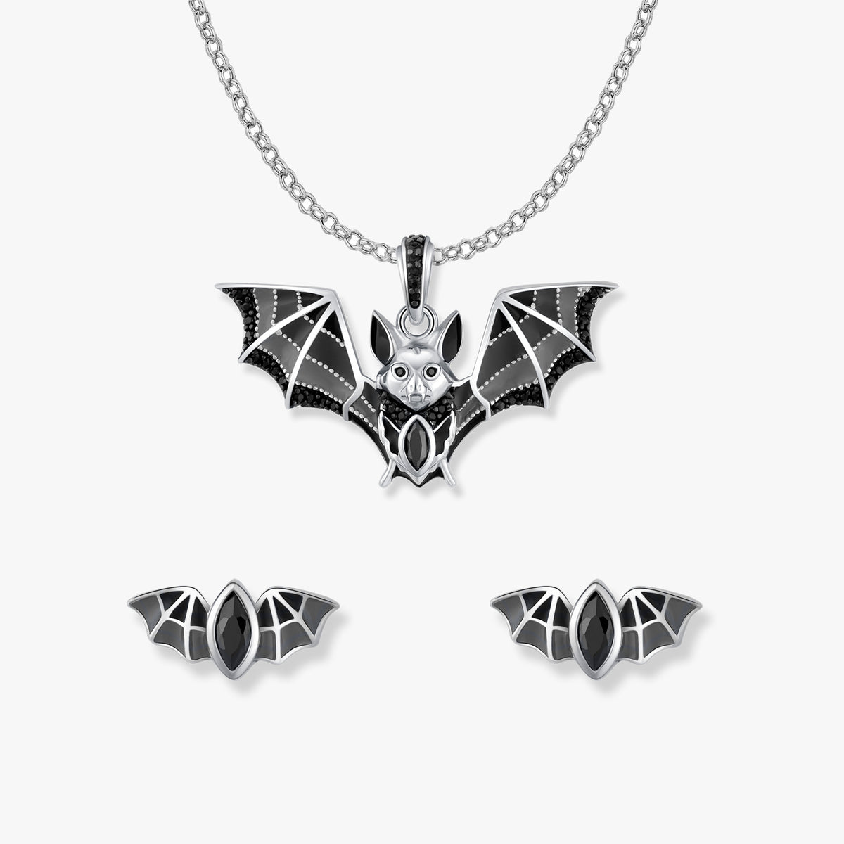 Betty Fledermaus Set von SEINERZEIT mit Anhänger, Ohrsteckern und Silberkette