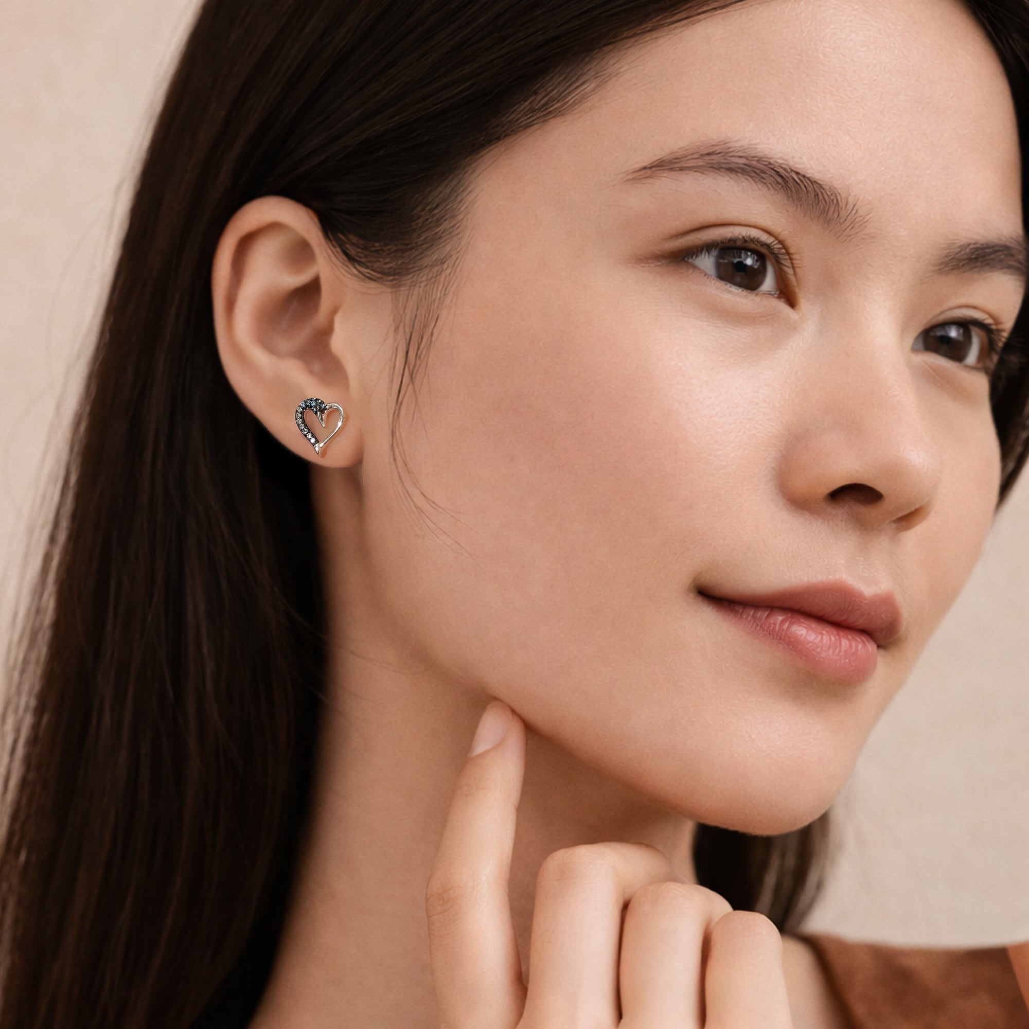 Blue Schwan Herz Ohrringe