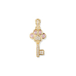 Gold-plated Blush Paw key pendant with paw-shaped clasp, pink oval zirconia at the paw tips and white zirconia trim