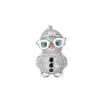Bobby Schneemann-Anhänger von SEINERZEIT aus 925 Sterling Silber mit weißen Zirkonia, schwarzen Knöpfen, roséfarbener Nase und Brille – limitiert auf 299 Stück