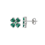 Clea Kleeblatt-Ohrstecker von SEINERZEIT aus 925 Sterling Silber mit smaragdgrünen Zirkonia in Herzform in Seitenansicht