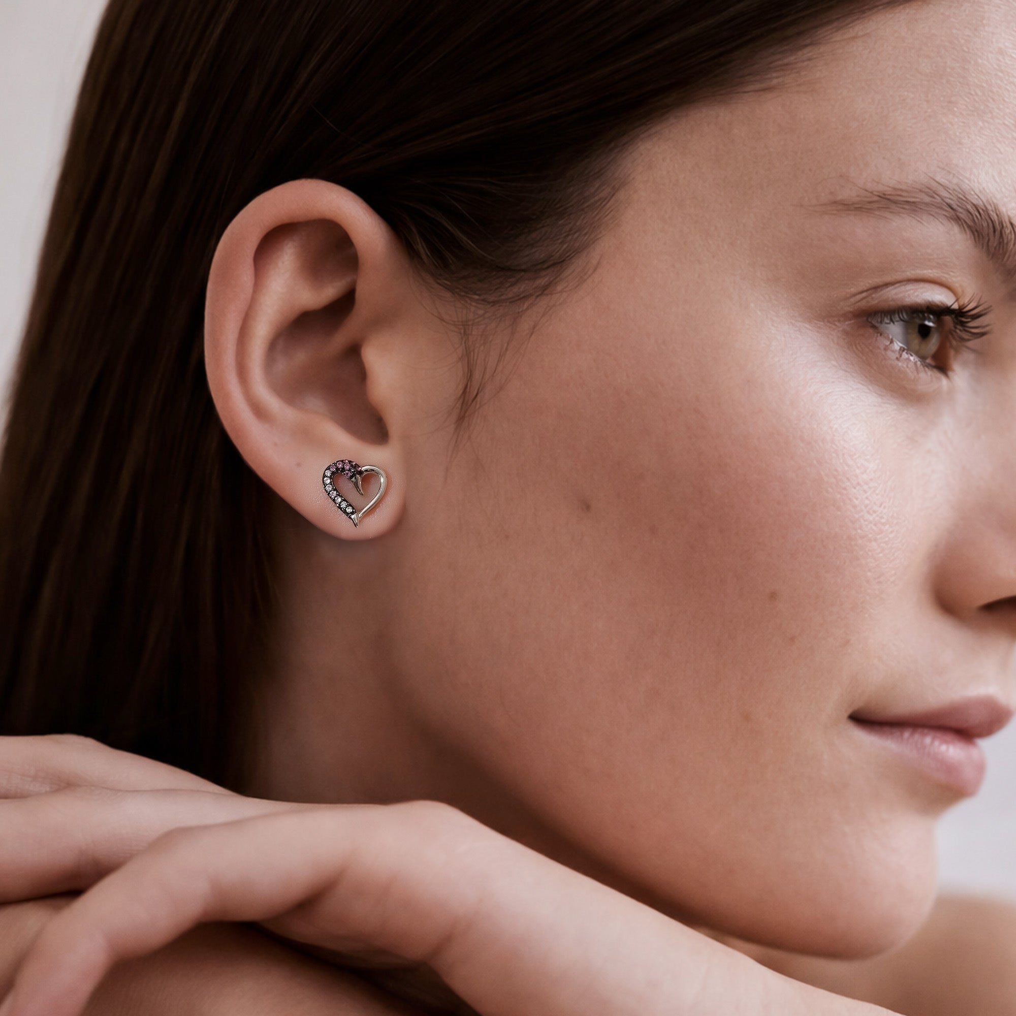 Duo Schwan Herz Ohrringe