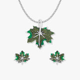 Ashley Ahornblatt Schmuck-Set von SEINERZEIT mit Blatt-Anhänger, Ohrringen und Silberkette aus 925 Sterling Silber