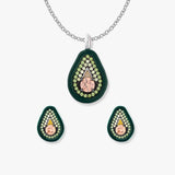 Avo Avocado Schmuck-Set von SEINERZEIT mit Avocado-Anhänger, Ohrsteckern und Silberkette aus 925 Sterling Silber