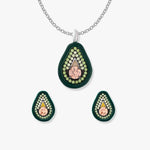 Set di gioielli Avo Avocado di SEINERZEIT con ciondolo a forma di avocado, orecchini a lobo e catenina in argento sterling 925