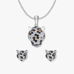 Jack Jaguar Schmuck-Set von SEINERZEIT mit Jaguar-Anhänger an Silberkette und passenden Ohrringen aus 925 Sterling Silber