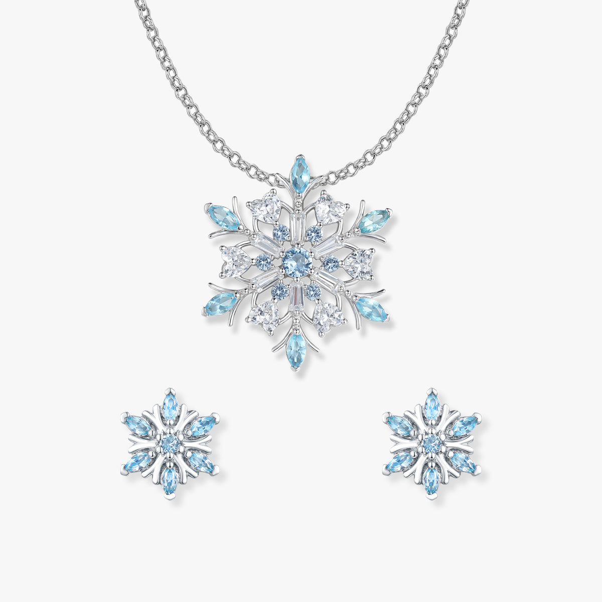 Frosty Schneeflocken Set von SEINERZEIT mit Anhänger, Ohrsteckern und Silberkette