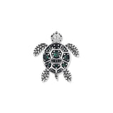Gubo Green Schildkröten Anhänger aus 925 Sterling Silber mit grünen Zirkonia und oxidierter Oberfläche