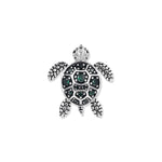 Pendentif tortue Gubo Green en argent sterling 925 avec zircone verte et finition oxydée