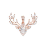 Rosé-gold-plated Ida Hirsch pendant from the DREAM series with abstract deer head, delicate antlers and white cubic zirconia