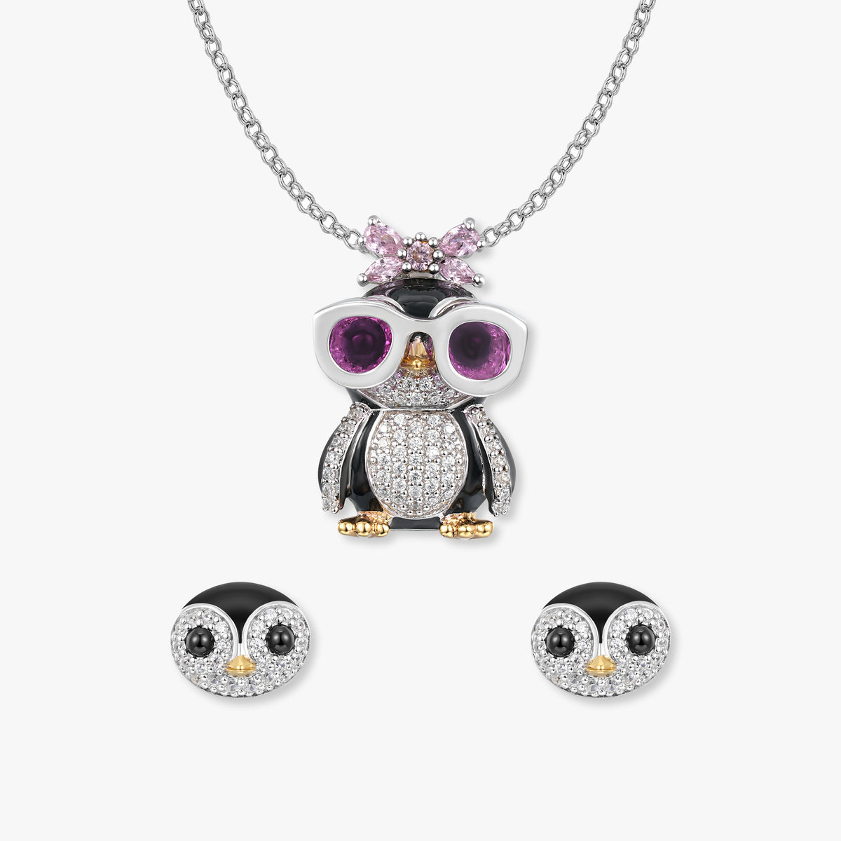 Kiki Pinguin Set von SEINERZEIT mit limitiertem Pinguin Anhänger, Ohrsteckern und Silberkette