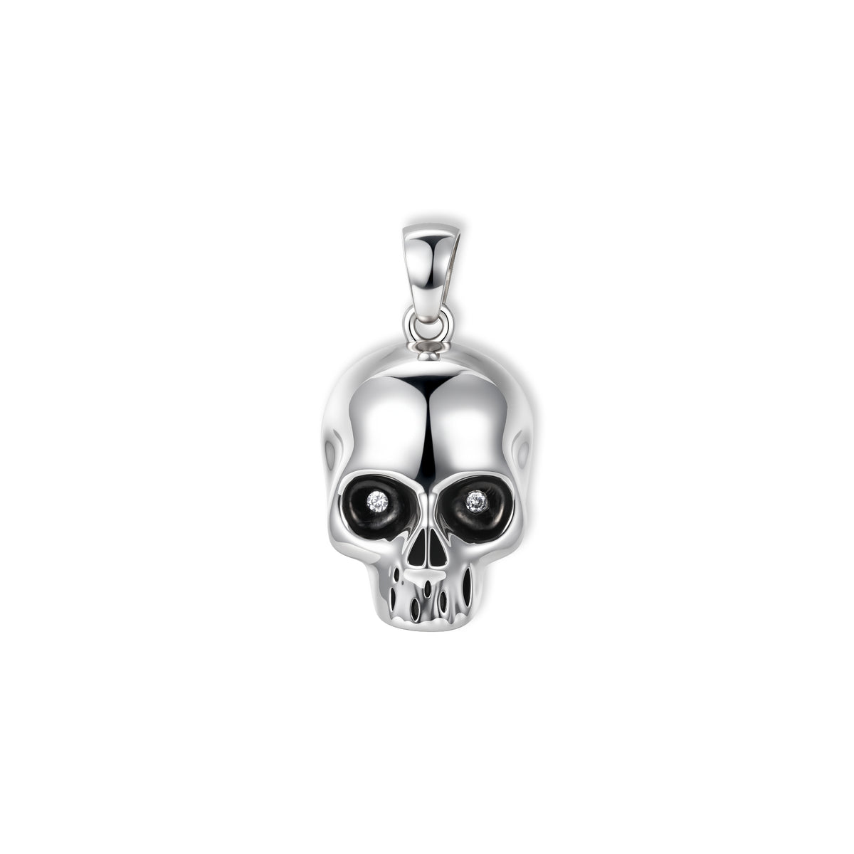 Nero Totenkopf-Anhänger von SEINERZEIT aus 925 Sterling Silber mit weißen Zirkonia in den Augen