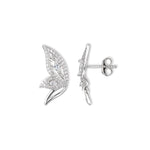 Pixie Feen-Ohrringe von SEINERZEIT aus 925 Sterling Silber mit weißen Zirkonia und Feenflügeln in Seitenansicht