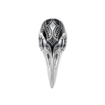 Raven Krähenschädel-Anhänger von SEINERZEIT aus 925 Sterling Silber mit schwarzer Emaille und weißen Zirkonia
