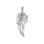 Rückseite des Seraph Engelsflügel-Anhängers von SEINERZEIT aus rhodiniertem 925 Sterling Silber mit weißen Zirkonia und offenem Engelsflügel-Design 
