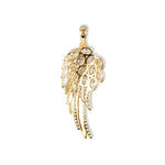 Rückseite des Seraph Engelsflügel-Anhängers von SEINERZEIT aus vergoldetem 925 Sterling Silber mit weißen Zirkonia und offenem Engelsflügel-Design 