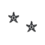 Kleine Sonja Dark Seestern Ohrstecker aus oxidiertem 925 Sterling Silber mit schwarzen Zirkonia und feinen nano-blauen Akzenten an den Spitzen