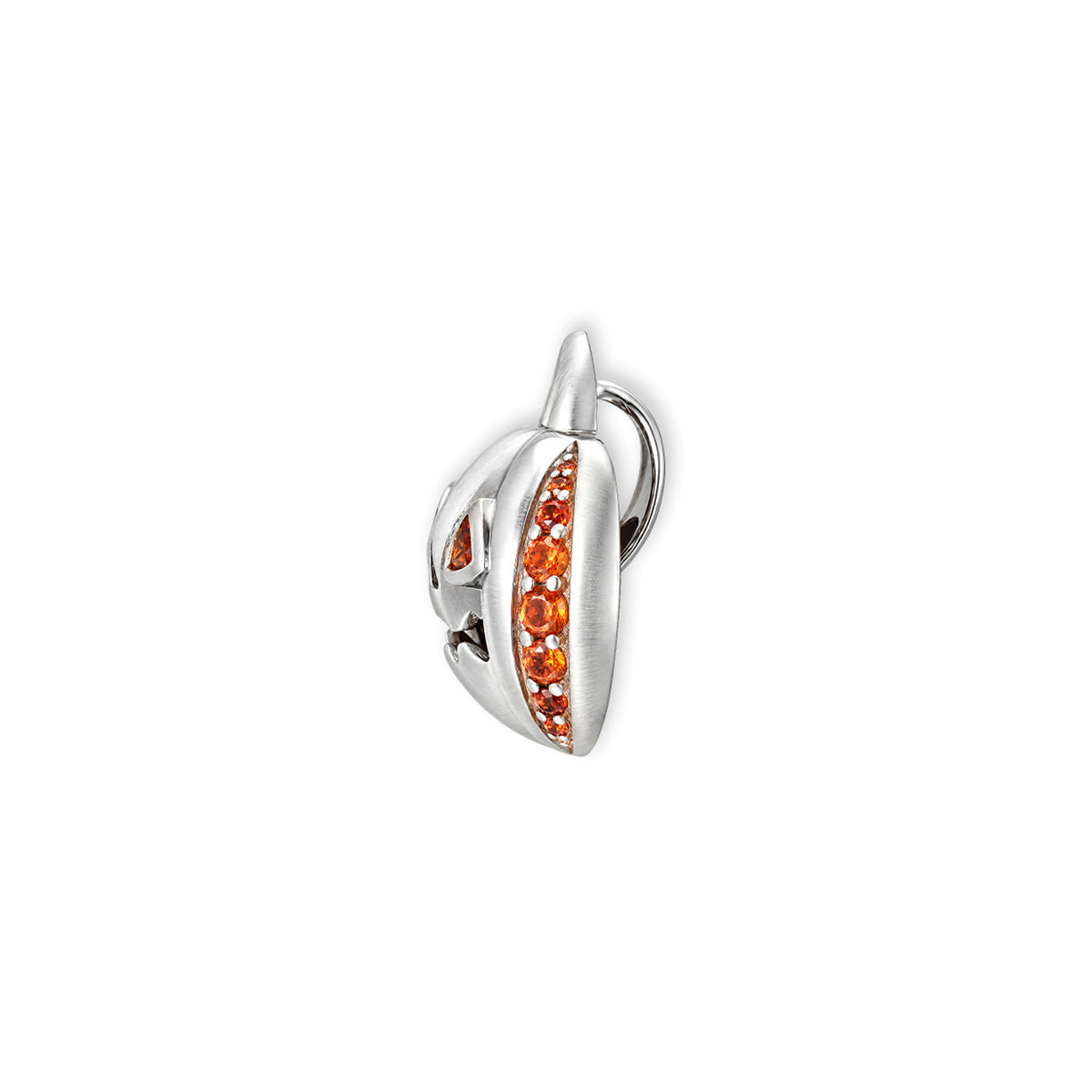 Spooky Kürbis-Anhänger von SEINERZEIT aus 925 Sterling Silber mit orangefarbenen Zirkonia in Seitenansicht
