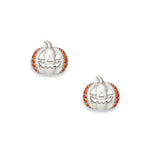Spooky Kürbis-Ohrstecker von SEINERZEIT aus 925 Sterling Silber mit orangefarbenen Zirkonia und Jack-O’-Lantern-Gesichtern
