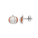 Spooky Kürbis-Ohrstecker von SEINERZEIT aus 925 Sterling Silber mit orangefarbenen Zirkonia in Seitenansicht