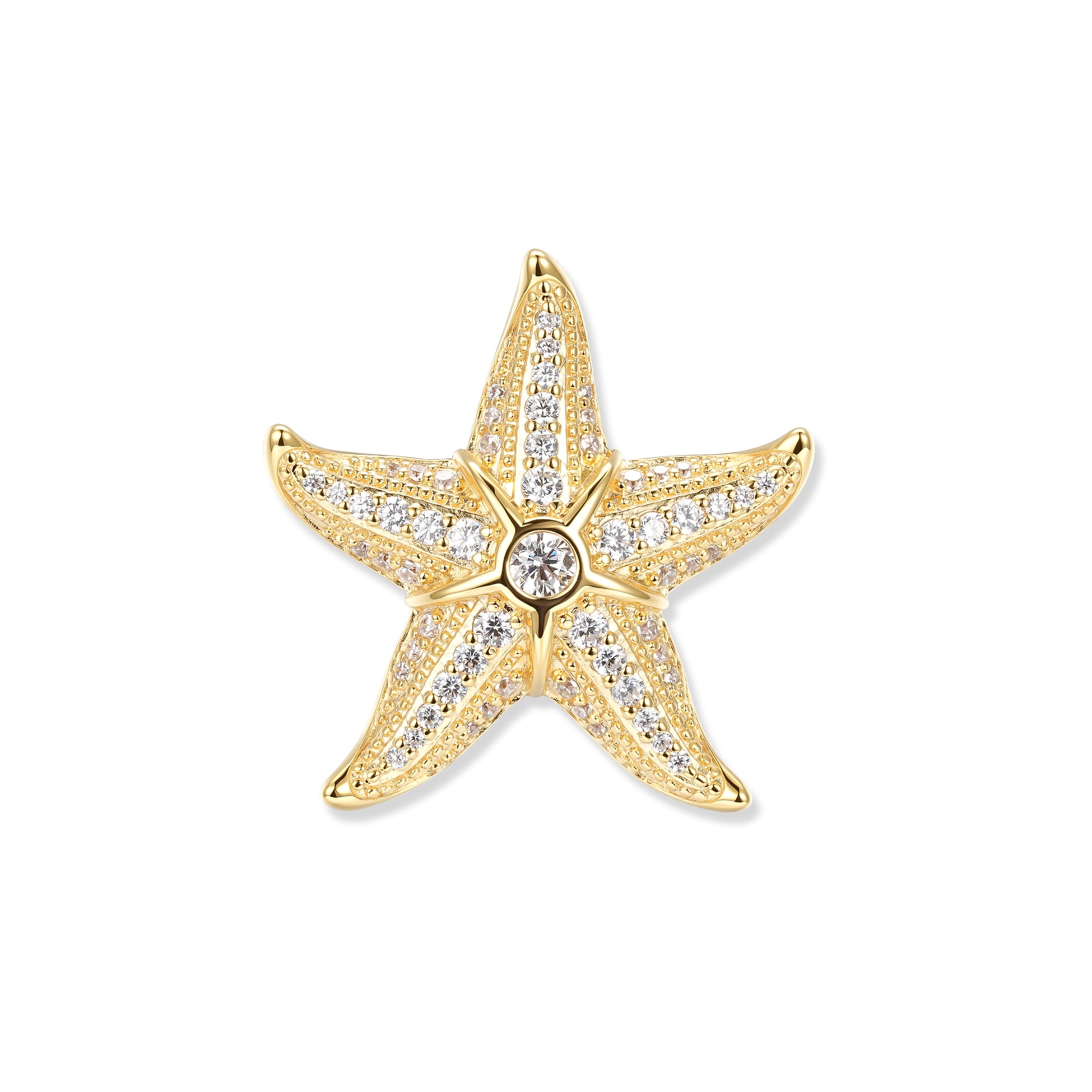 Goldfarbener Svenja Crystal Seestern Anhänger mit weißen Zirkonia aus 18k vergoldetem 925 Sterling Silber