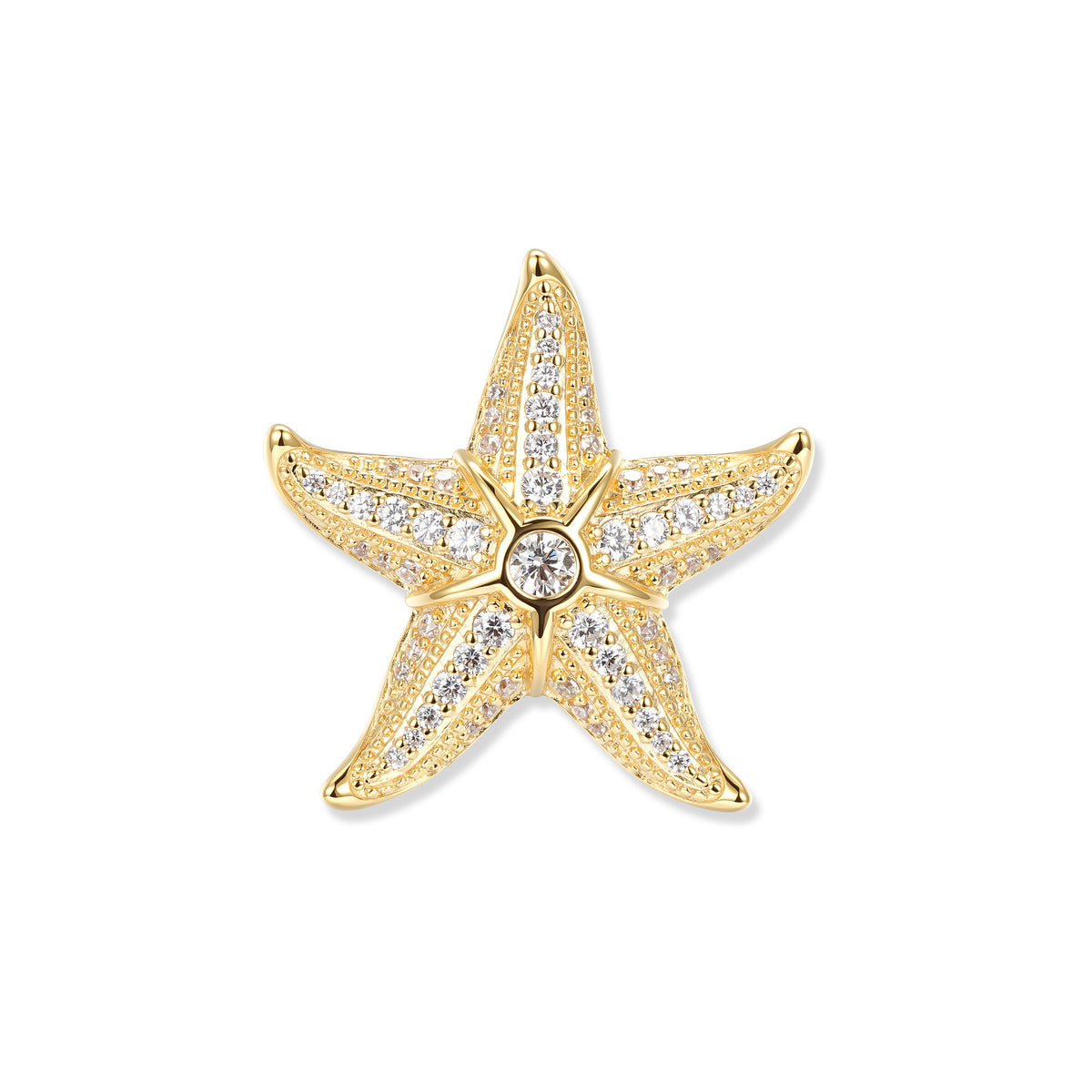 Goldfarbener Svenja Crystal Seestern Anhänger mit weißen Zirkonia aus 18k vergoldetem 925 Sterling Silber