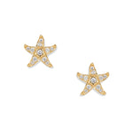 Orecchini a lobo Svenja Crystal a forma di stella marina, color oro delicato, con zirconi bianchi in argento sterling 925 placcato oro 18k