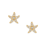 Zarte goldfarbene Svenja Crystal Seestern Ohrstecker mit weißen Zirkonia aus 18k vergoldetem 925 Sterling Silber