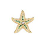 Ciondolo a stella marina Svenja Jade placcato oro con zirconi verde intenso, accenti bianchi e lavorazione filigrana dettagliata