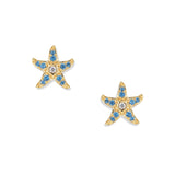 Zarte, vergoldete Svenja Royal Seestern Ohrstecker mit tiefblauen Zirkonia und feinen weißen Akzenten