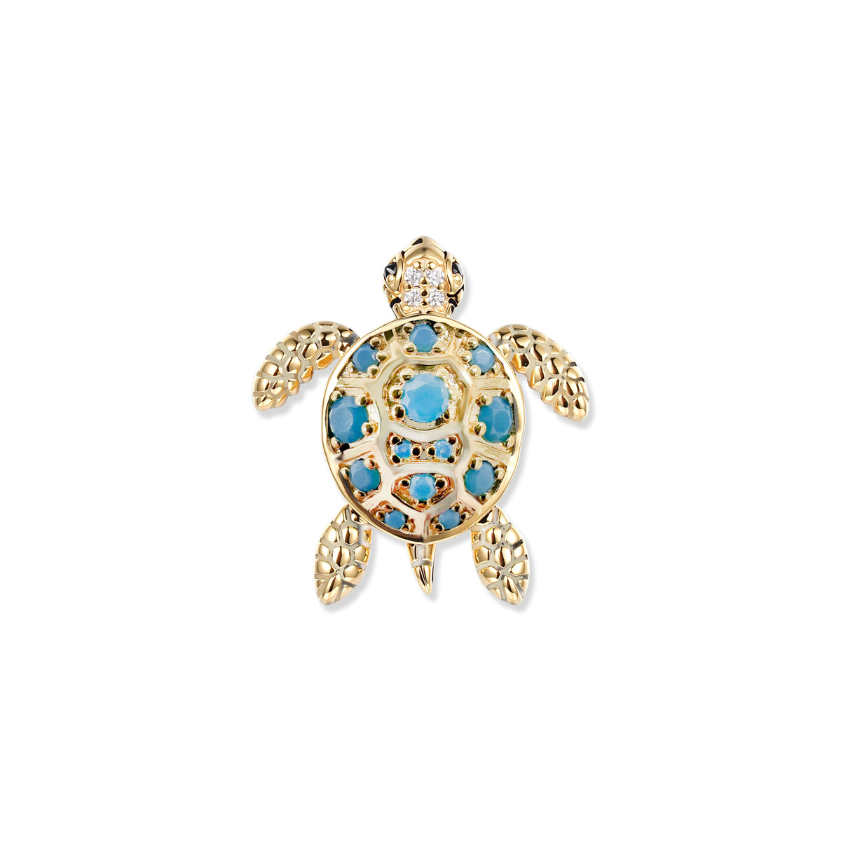 Tuto turquoise turtle pendant made of gold-plated 925 sterling silver with turquoise blue stones