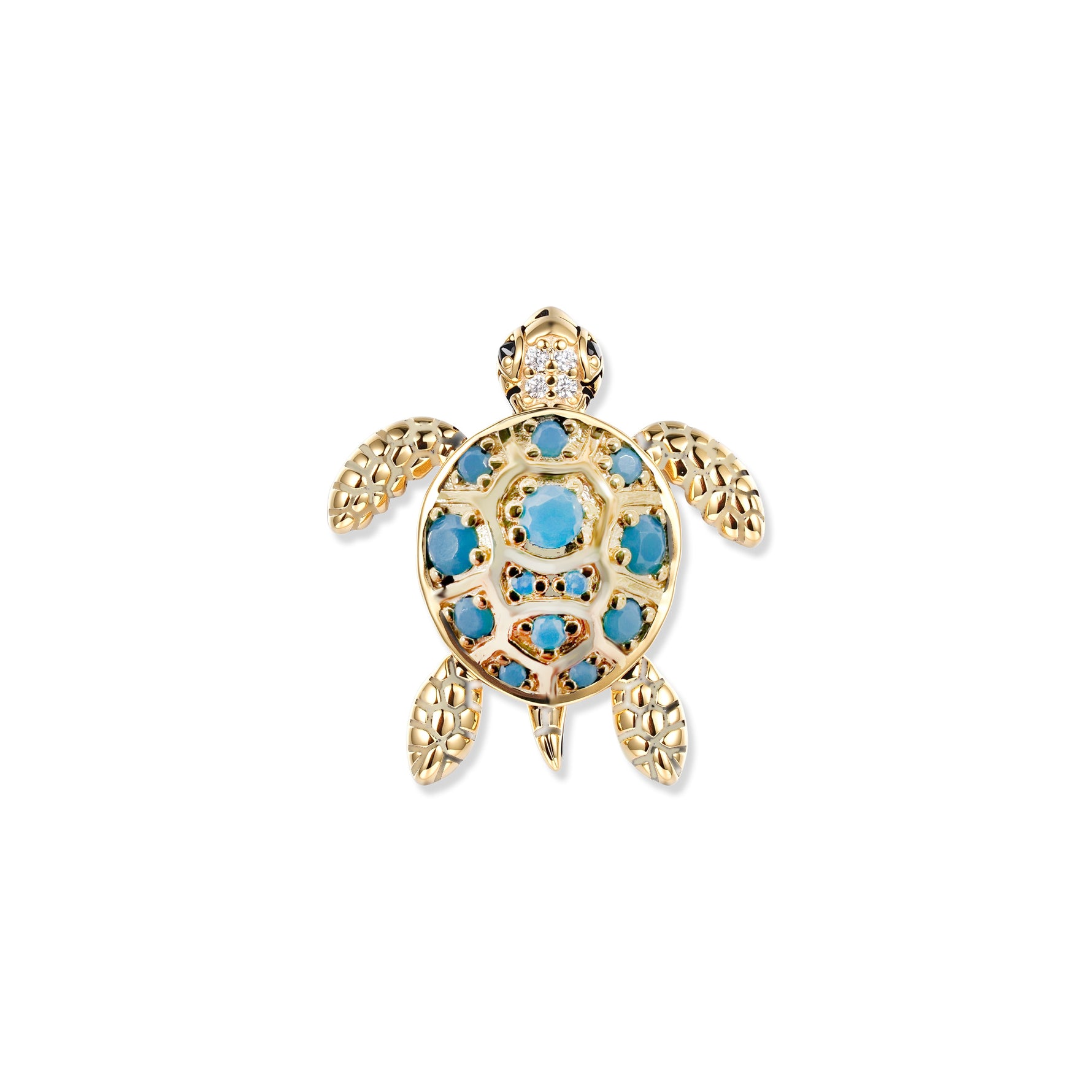 Tuto turquoise turtle pendant made of gold-plated 925 sterling silver with turquoise blue stones