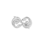 Pendentif infini dauphin blanc en argent avec deux dauphins dans le symbole de l'infini, entièrement serti de zircons blancs