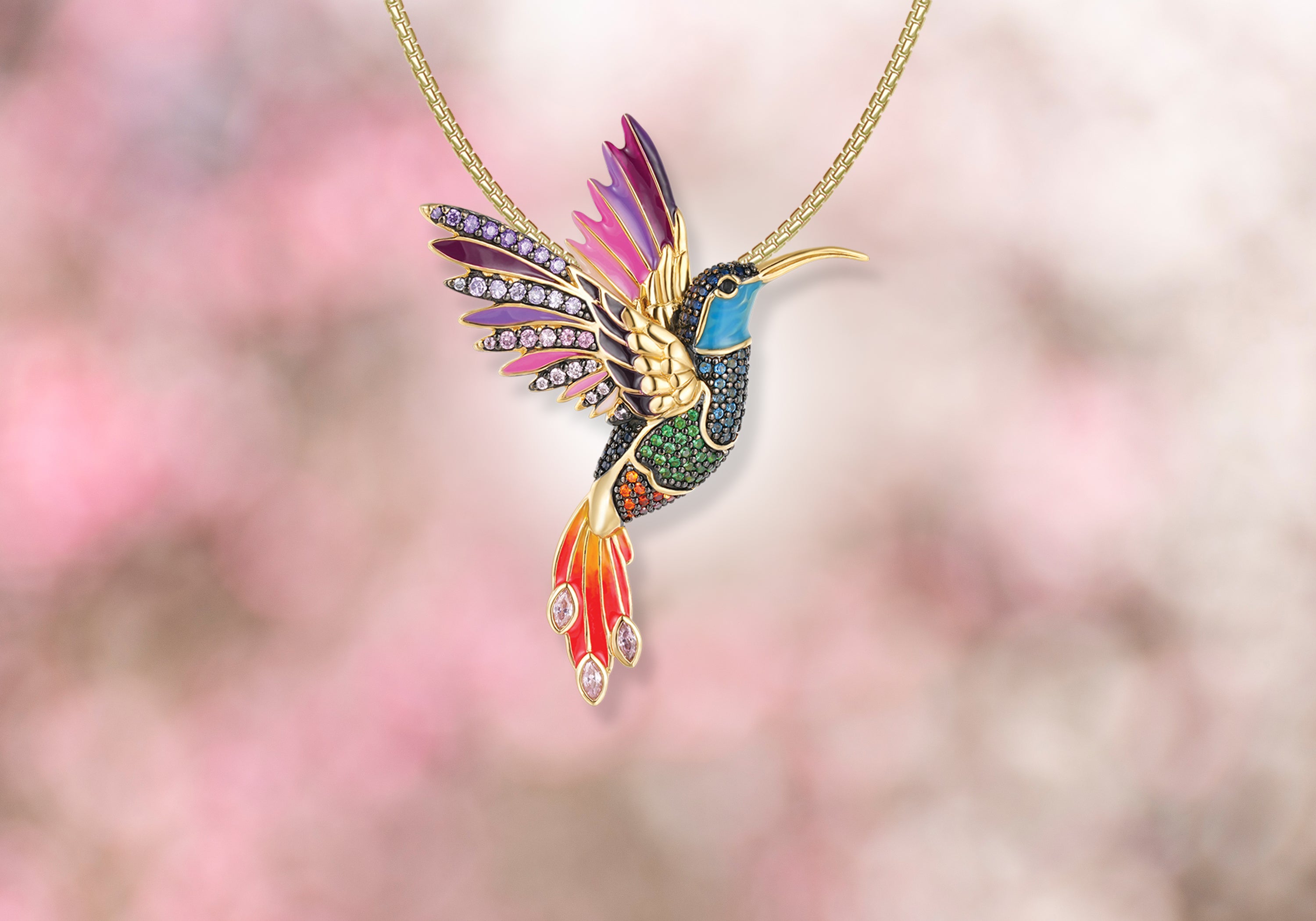Cleo Kolibri Anhänger aus der Exotikwunder Kollektion – farbenfroher 925er Silberschmuck mit Zirkonia von Seinerzeit Flora & Fauna