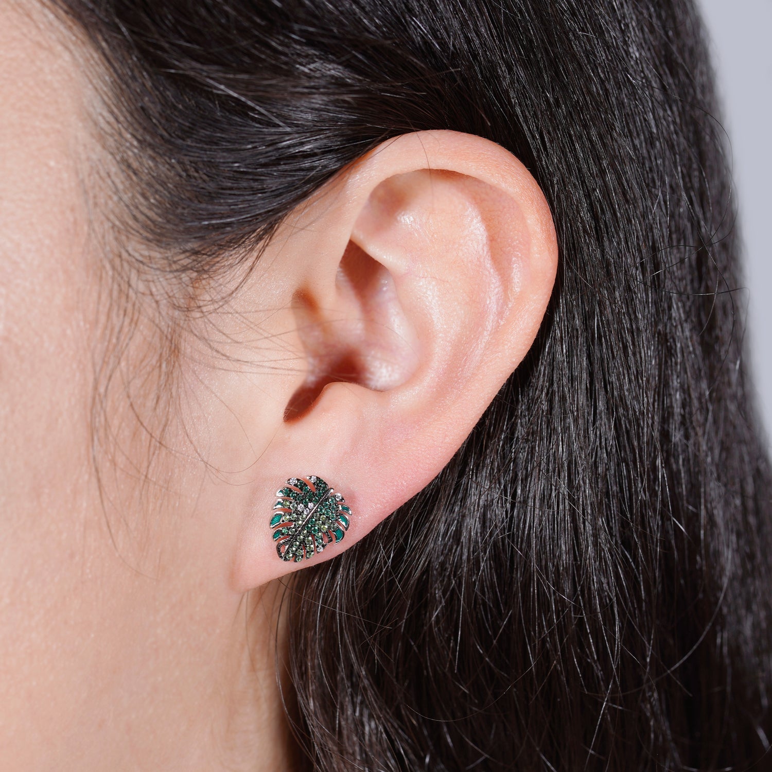 Malu Boucles d'oreilles feuille de Monstera